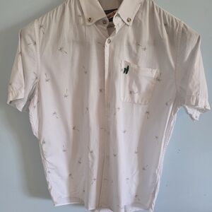 johnnie-O White Casual Button Down Shirt With Palm Tree Design Size Kids 16